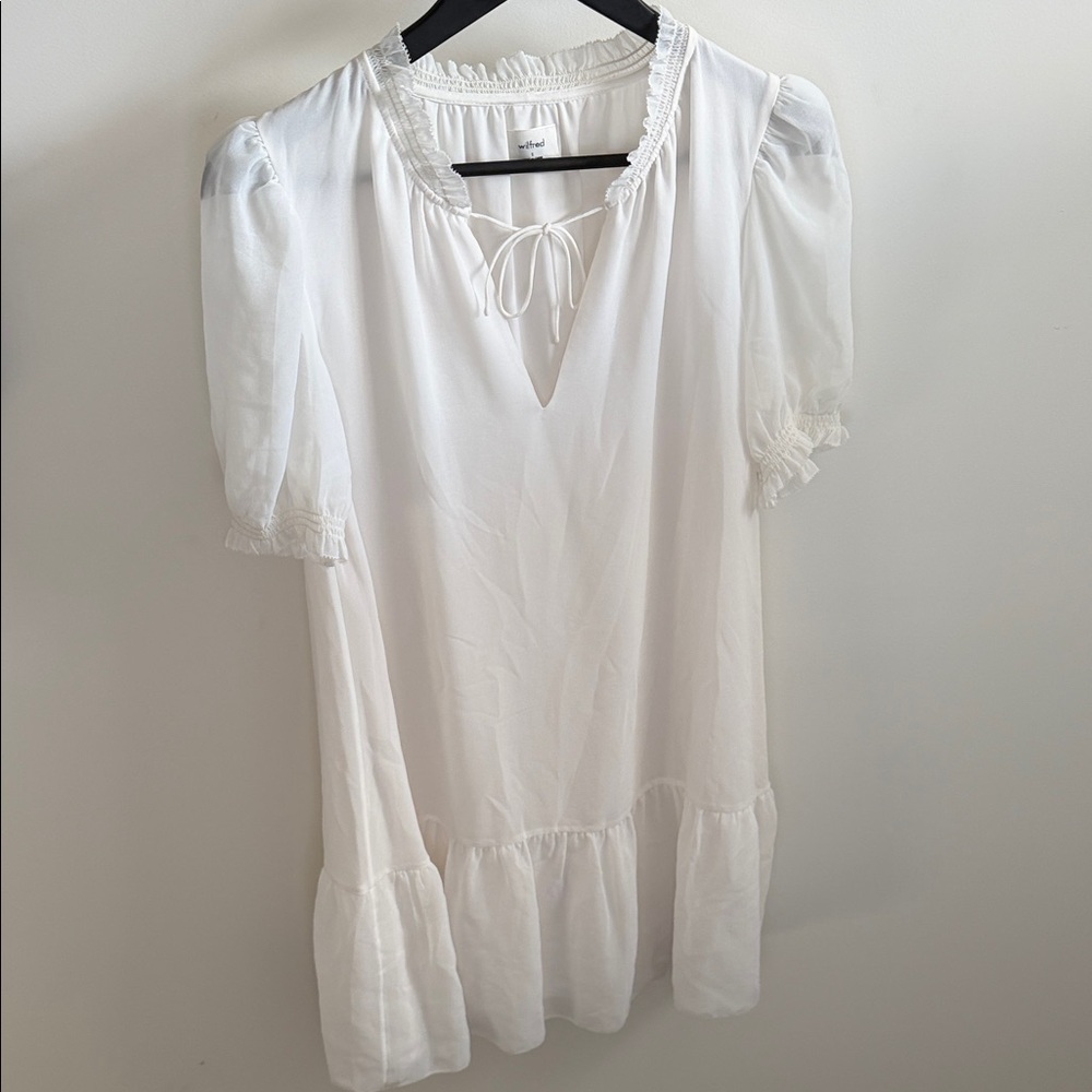 Wilfred White Dress with Ruffle Trim